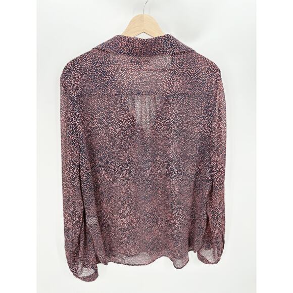 Tommy Hilfiger Pink Blue Speckled Button Down Sheer Blouse Polyester Women XL - Picture 2 of 8